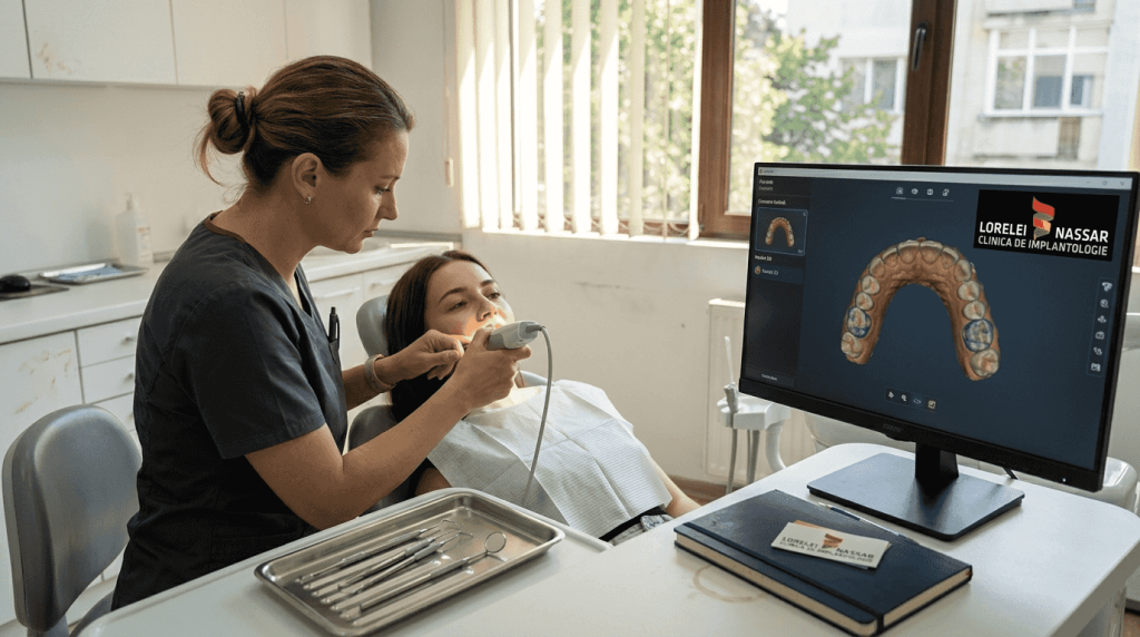 Tehnologia digitală în stomatologie: tratamente moderne 2026 6 Medicul stomatolog realizează o scanare digitală intraorală