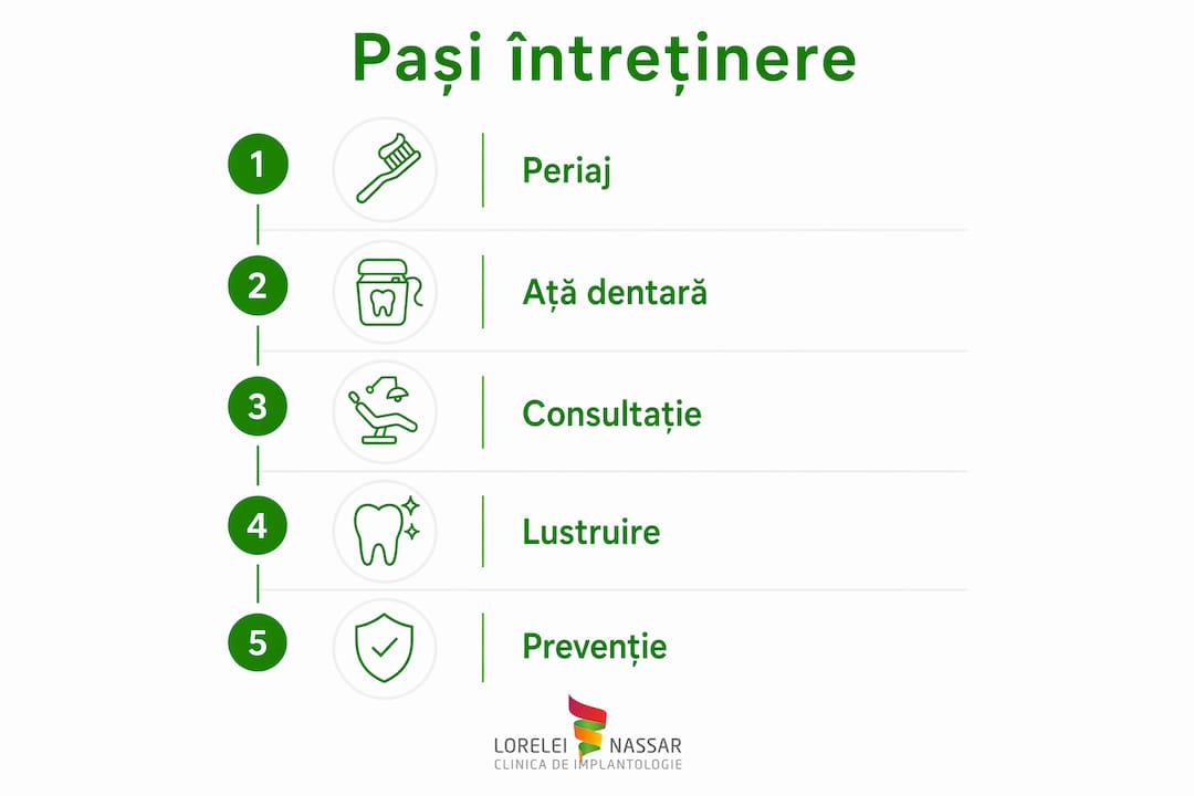 Infografic: cum ai grijă corect de dinții din zirconiu – pași esențiali pentru o igienă impecabilă