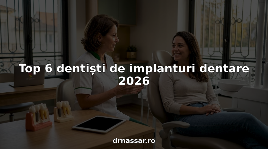 Medic stomatolog discută cu pacientul despre posibilitatea montării implanturilor dentare, explicând beneficiile și pașii procedurii.