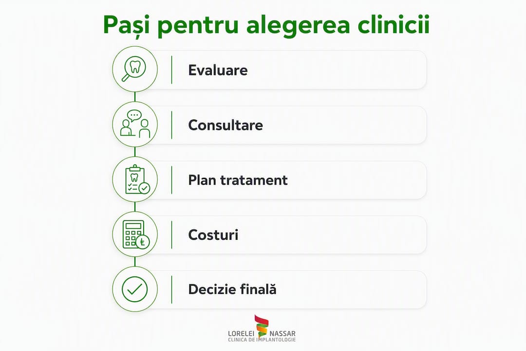 Infografic: Cum să alegi clinica potrivită pentru implanturi dentare în București – pași esențiali de urmat