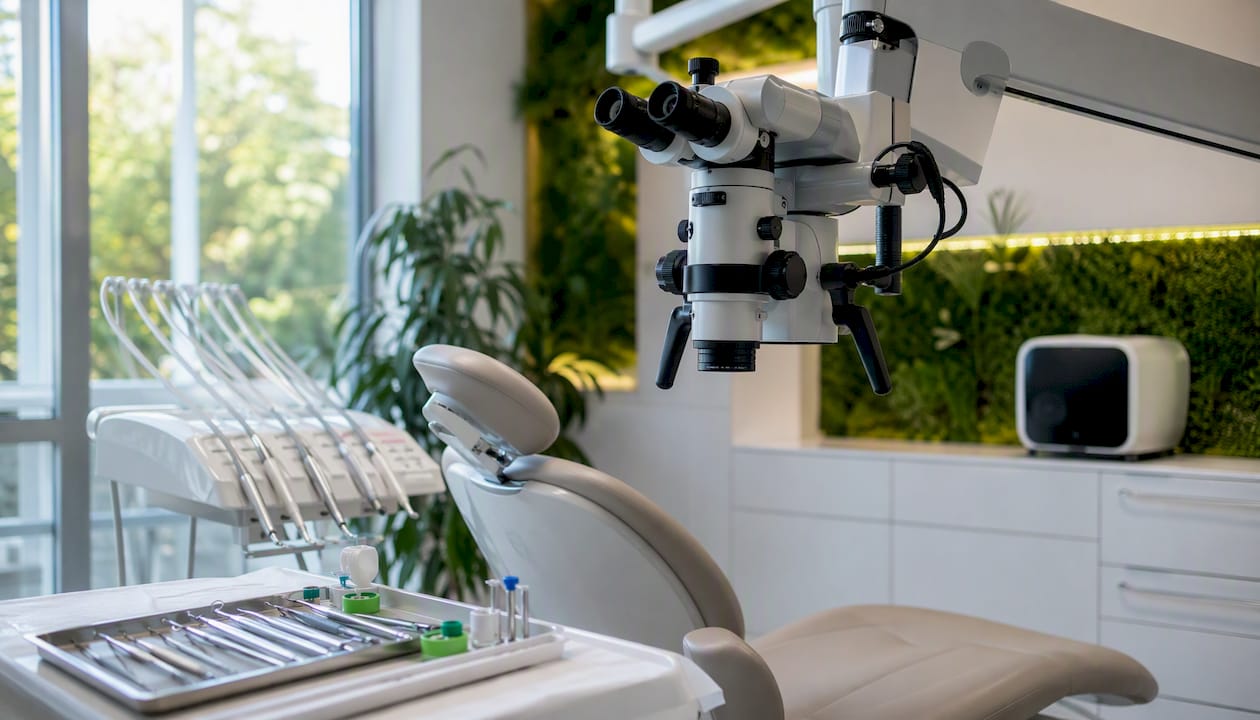 Microscopul dentar și instrumentele pentru tratamente endodontice, utilizate în cabinet