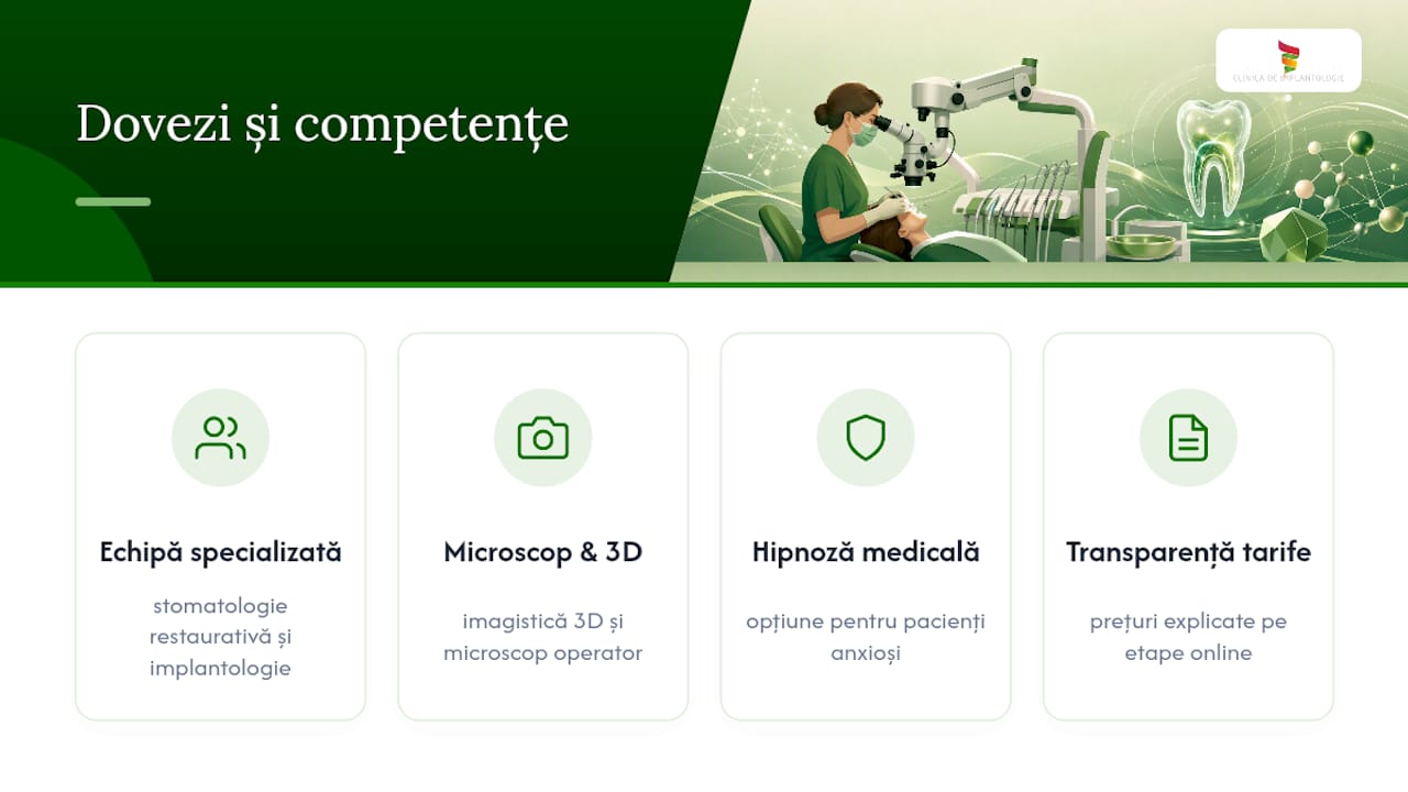 Endodonție cu microscop preț București: cât costă în 2026 1 Dovezi şi competenţe: ce confirmă oferta clinicii — overview diagram