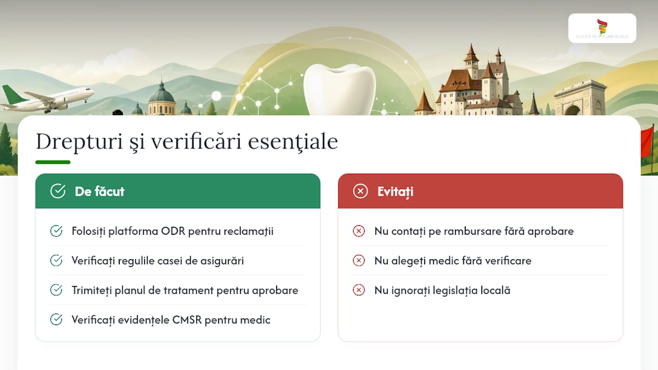 Implant dentar România pentru străini: ghid pentru diaspora 2 Ce drepturi aveți în UE și ce reglementări locale trebuie să cunoașteți — overview diagram